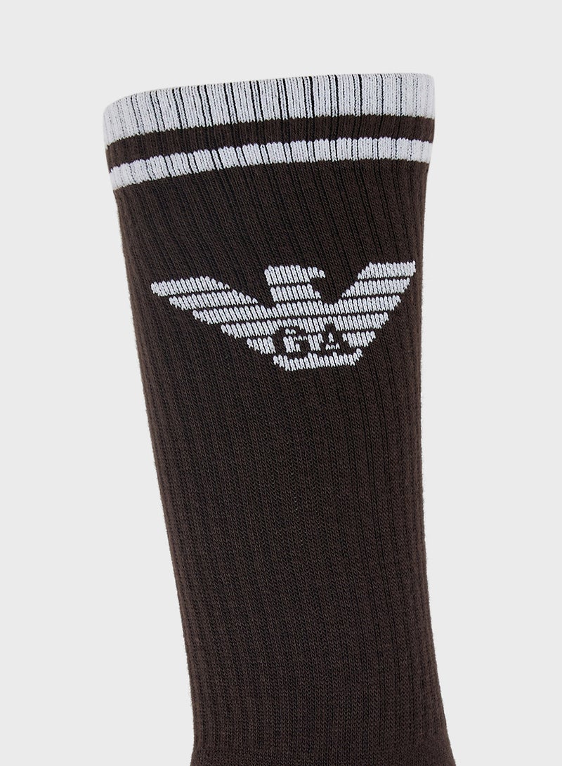 EMPORIO ARMANI 3 Pack Of Logo Crew Socks - Image 5