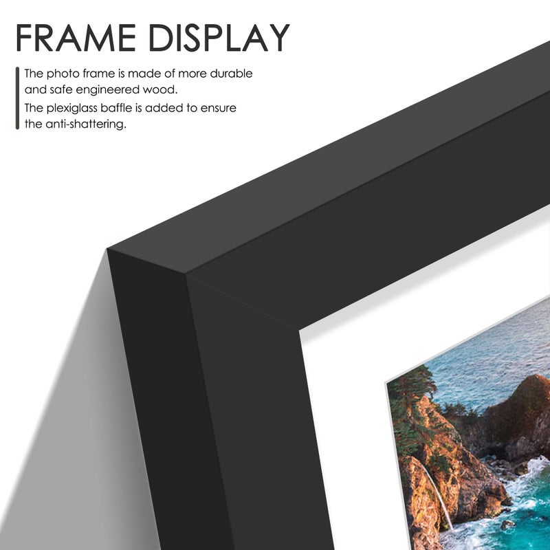DUENPY 8x14 Collage Picture Frame, 4x6 Collage Picture Frame Displays Three 4x6 inch Photos, or 8x14 (Without Mat) for Available Horizontal Wall Mounting Display and Vertical, Black. - Image 5