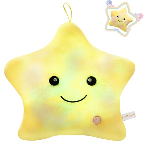 KAHEAUM Kids Star Pillow Light Up Stuffed Animal for Girls Decorative Pillows Plushies for Boys Children Teens Adults Gifts on Birthday Christmas ValentinesTwinkle Star Throw Pillow Night Plush Toys - Image 1