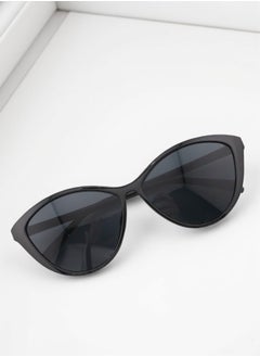 Zence Design Retro Cat Eye Oval Sunglasses for Women, UV400 Protection, Trendy Black Frame & Lenses  - Image 2