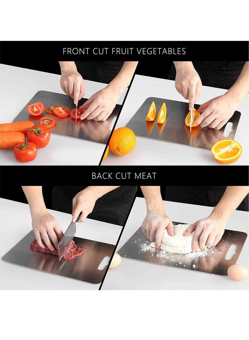 Excefore Cutting Board Chopping Board Cutting Block Mincing Mat Thick Stainless Steel Heavy Duty Non-Slip - Image 2