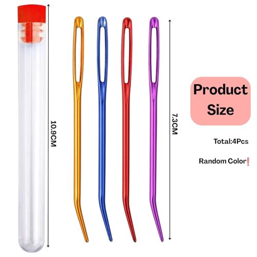 Flavizo 4-Piece Large Eye Darning Needles & Threader Set – Multi-Color Blunt Tapestry Yarn Needles with Storage Bottle for Crochet, Knitting Machine, I-Cord, Sewing & Repairs - Image 2