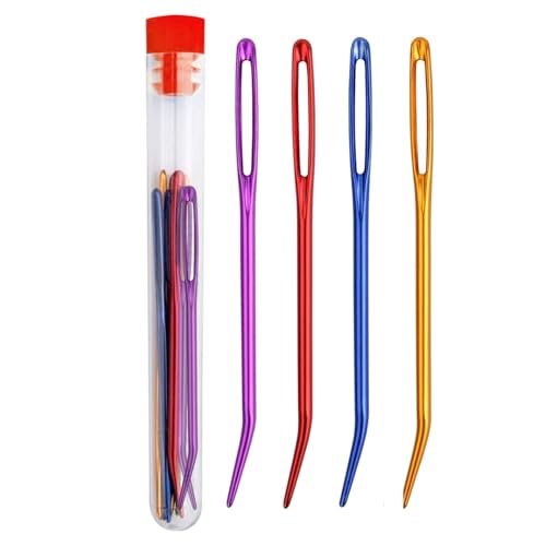 Flavizo 4-Piece Large Eye Darning Needles & Threader Set – Multi-Color Blunt Tapestry Yarn Needles with Storage Bottle for Crochet, Knitting Machine, I-Cord, Sewing & Repairs - Image 1