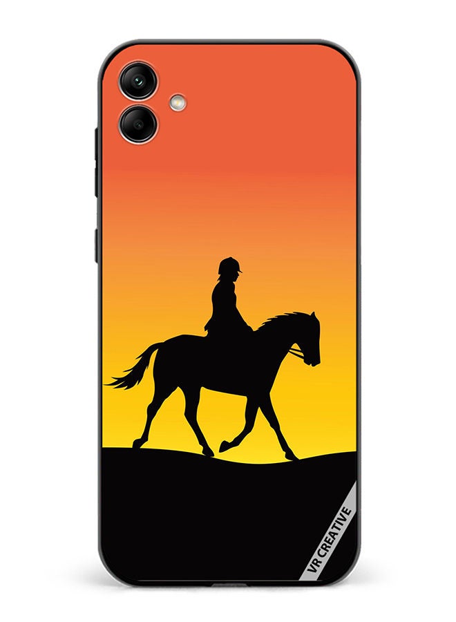 Protective Case Cover For Samsung Galaxy A04 Horse Man Silhouette Design Multicolour