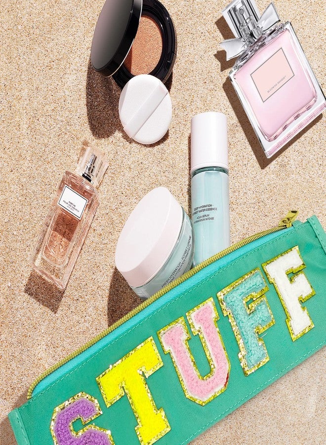 لسكسيا حقيبة سفر شفافة من النايلون بسحاب من قماش الشنيل من LSxia، حقيبة مكياج أنيقة، حقيبة مستحضرات تجميل شفافة، حقيبة سفر مقاومة للماء، حقائب وجبات خفيفة للنساء (لون أخضر داكن) - Image 5