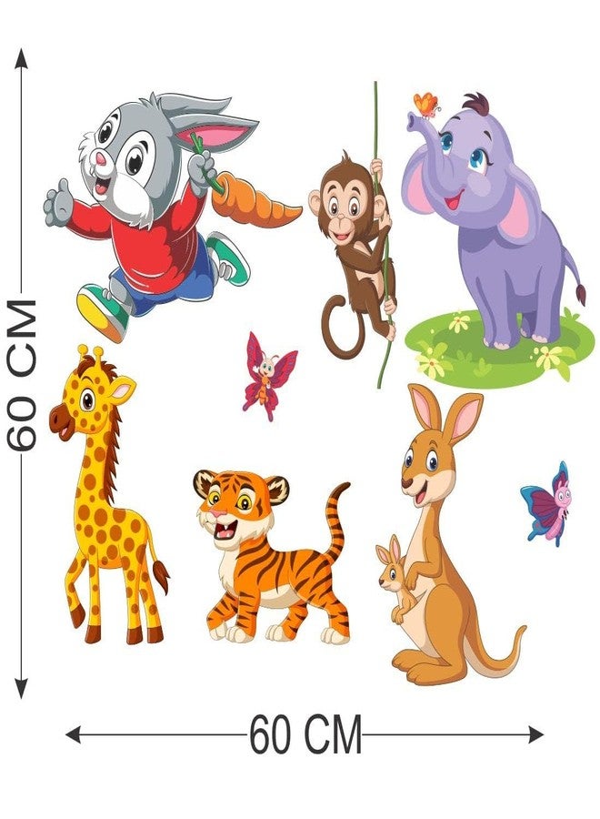 AH Decals Cartoon Animated Lion Elephant and 3D Butterflies Wall Sticker for Wall | Beautiful Created Designs Kids Room Sticker Wall, Hall, Living Room,Poster 3D Background Removable Sticker (AHN006) - Image 3
