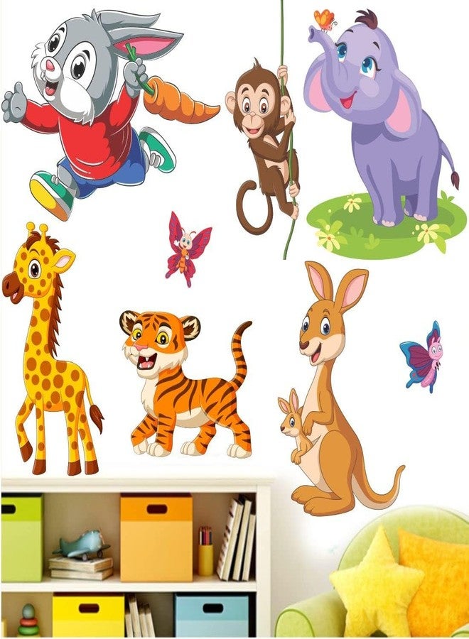 AH Decals Cartoon Animated Lion Elephant and 3D Butterflies Wall Sticker for Wall | Beautiful Created Designs Kids Room Sticker Wall, Hall, Living Room,Poster 3D Background Removable Sticker (AHN006) - Image 4