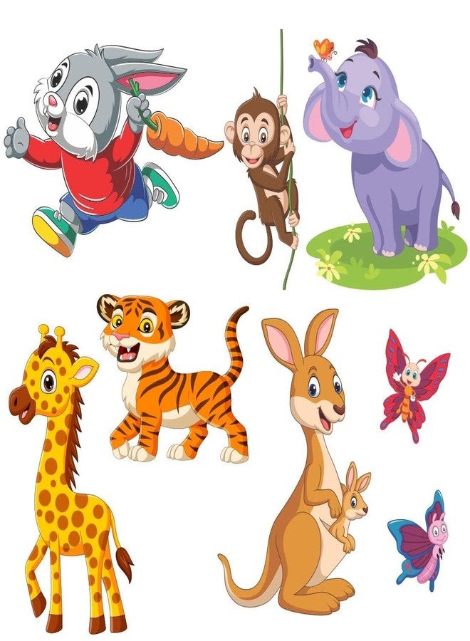 AH Decals Cartoon Animated Lion Elephant and 3D Butterflies Wall Sticker for Wall | Beautiful Created Designs Kids Room Sticker Wall, Hall, Living Room,Poster 3D Background Removable Sticker (AHN006) - Image 2