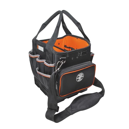 Klein Tools 554161014 Tool Bag with Shoulder Strap Has 40 Pockets for Tool Storage and Orange Interior