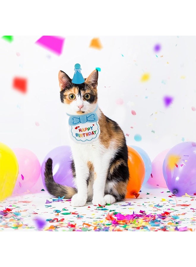 GIFT Birthday Hat Scarf Set for Pet Puppy Cats, Princess Cat Costumes for Cats, Cute Lace Bandanas for Cats, Pet Birthday Party Decorations Set - Image 2