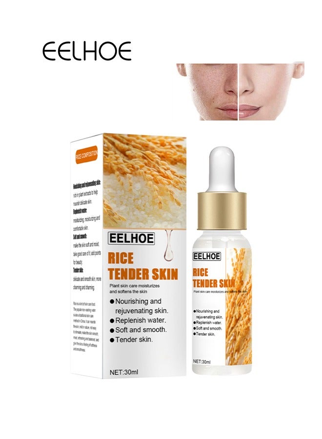 Rice -Tender Skin Whitening Serum, Moisturizing Essence Anti Acne Aging, Rice Skin Care, Boost Skin Collagen, Firming Smooth Skin
