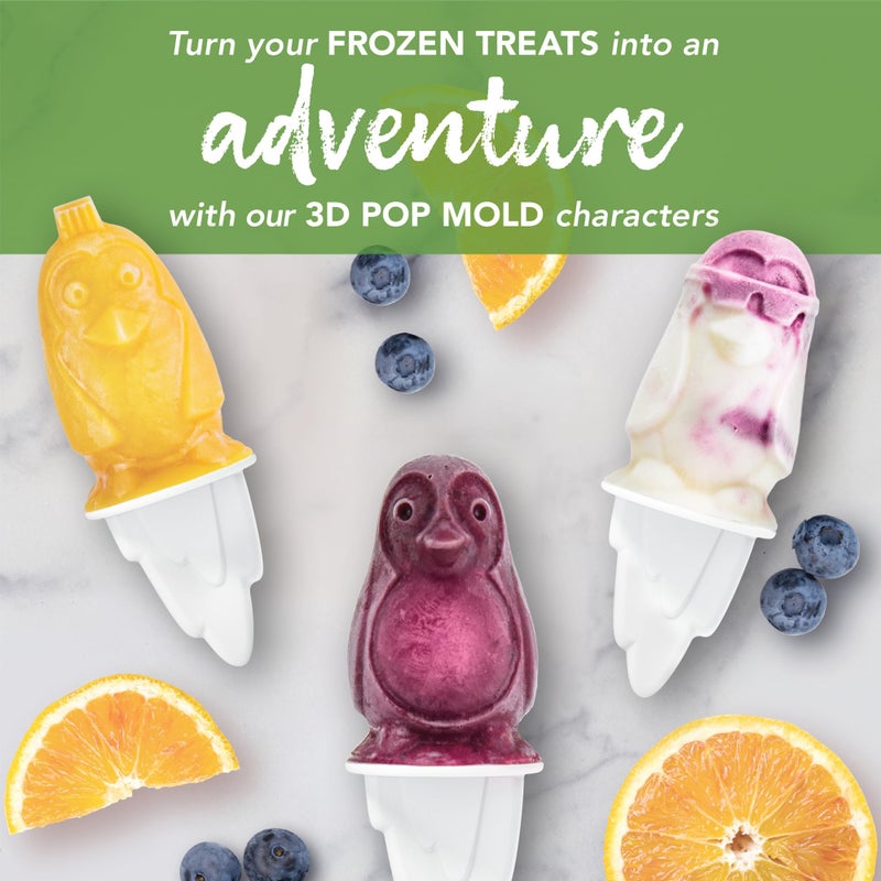 Tovolo Silicone Popsicle Molds with Sticks (Penguin) - Ice Pop Molds with 4 Cavities for Homemade Flavored Ice Pops & Frozen Snacks - Popsicle Maker with Drip-Guards  Dishwasher Safe & BPA-Free - Image 2
