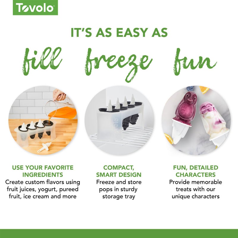 Tovolo Silicone Popsicle Molds with Sticks (Penguin) - Ice Pop Molds with 4 Cavities for Homemade Flavored Ice Pops & Frozen Snacks - Popsicle Maker with Drip-Guards  Dishwasher Safe & BPA-Free - Image 4