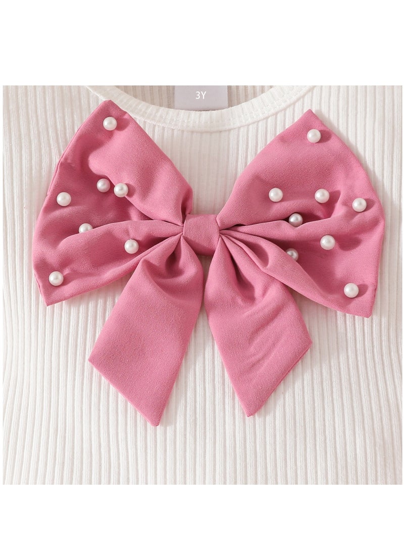 Toddler Girl Pearl Bow Ruffle Top, Layered Shorts and Beret Set, Elegant Outfit for 3Y, Party Look, Birthday Gift, Photoshoot Wear  - Image 5