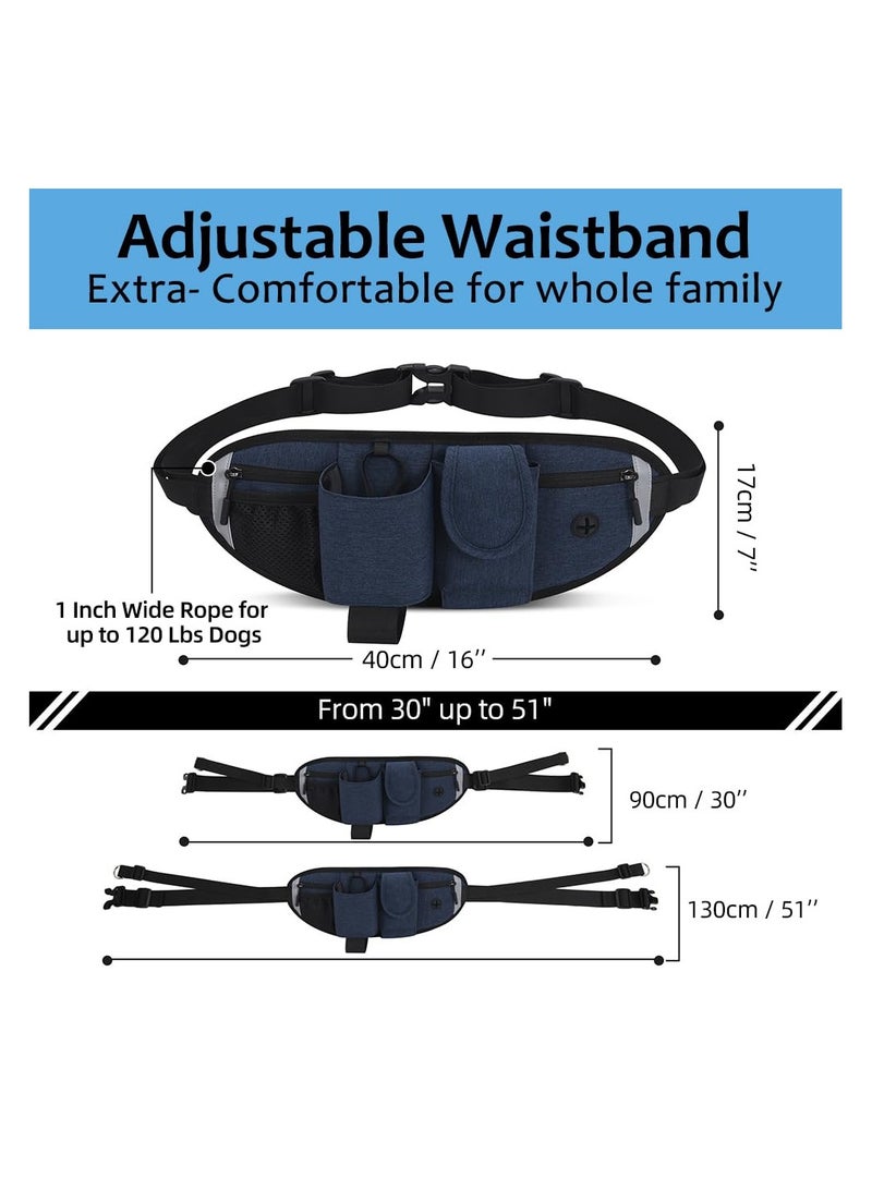 SYOSI طوق كلب بدون استخدام اليدين، طوق خصر للمشي مع الكلاب، طوق جري مع حقيبة بسحاب للكلاب المتوسطة والكبيرة، طوق مزدوج المقبض وقابل للسحب مع حبل مرن بدون استخدام اليدين للجري والتدريب والمشي في الطبيعة - Image 4
