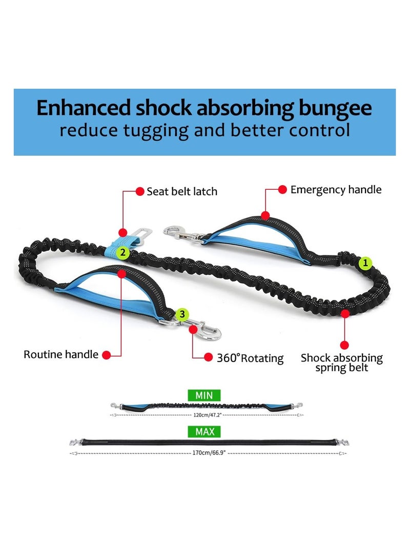 SYOSI طوق كلب بدون استخدام اليدين، طوق خصر للمشي مع الكلاب، طوق جري مع حقيبة بسحاب للكلاب المتوسطة والكبيرة، طوق مزدوج المقبض وقابل للسحب مع حبل مرن بدون استخدام اليدين للجري والتدريب والمشي في الطبيعة - Image 3