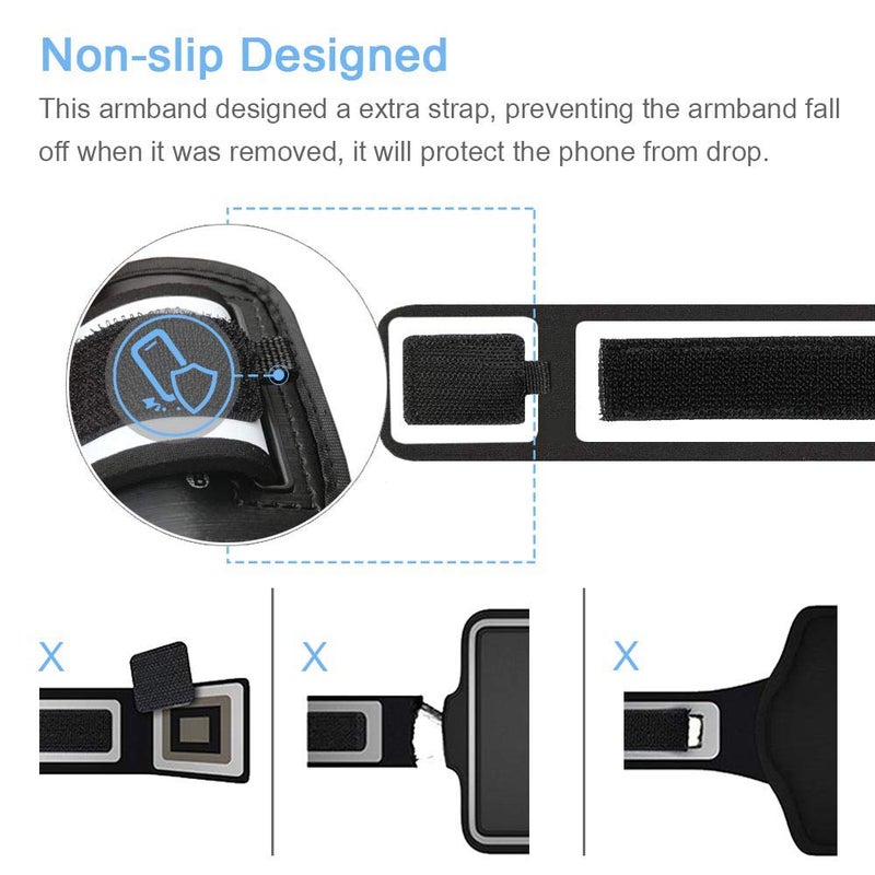 JEMACHE iPhone 16 Pro Max, 15 Pro Max, 16 Plus Armband with Earphone Holder, JEMACHE Gym Running Workouts Arm Band for iPhone 16/15/14 Plus, 16/15/14/13/12/11 Pro Max (Dark) - Image 4