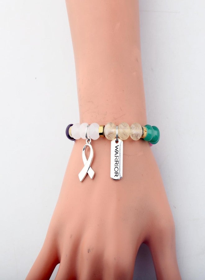 Gzrlyf Thyroid Cancer Awareness Bracelet Thyroid Cancer Survivor Gift Warrior Support Jewelry (Purple Pink andTeal bracelet) - Image 2