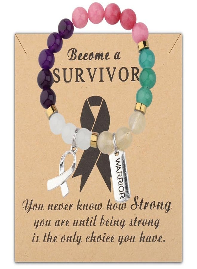 Gzrlyf Thyroid Cancer Awareness Bracelet Thyroid Cancer Survivor Gift Warrior Support Jewelry (Purple Pink andTeal bracelet) - Image 1