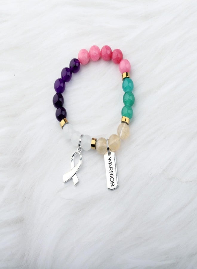 Gzrlyf Thyroid Cancer Awareness Bracelet Thyroid Cancer Survivor Gift Warrior Support Jewelry (Purple Pink andTeal bracelet) - Image 4