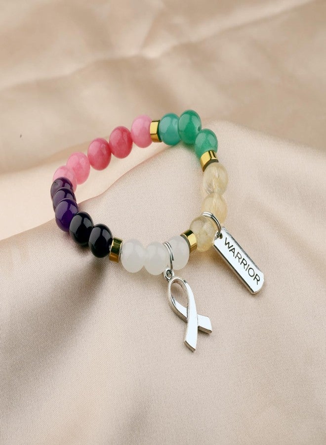 Gzrlyf Thyroid Cancer Awareness Bracelet Thyroid Cancer Survivor Gift Warrior Support Jewelry (Purple Pink andTeal bracelet) - Image 3