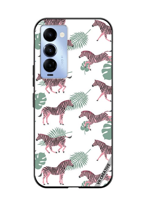 Protective Case Cover For Tecno Camon 18/18 P Vector Zebra And Palm Leaves Isolated On White Design Multicolour