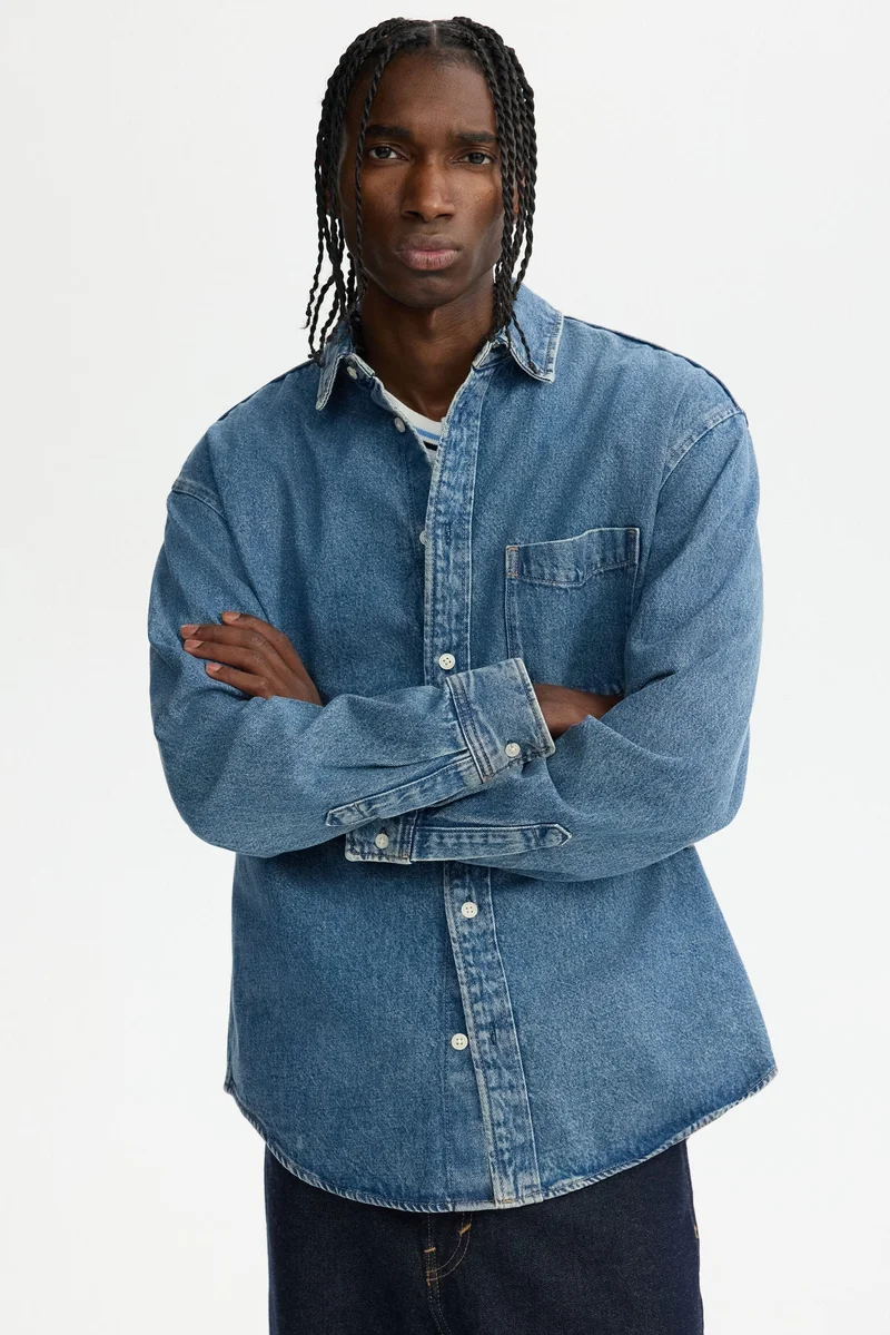 H&M Loose Fit Denim shirt