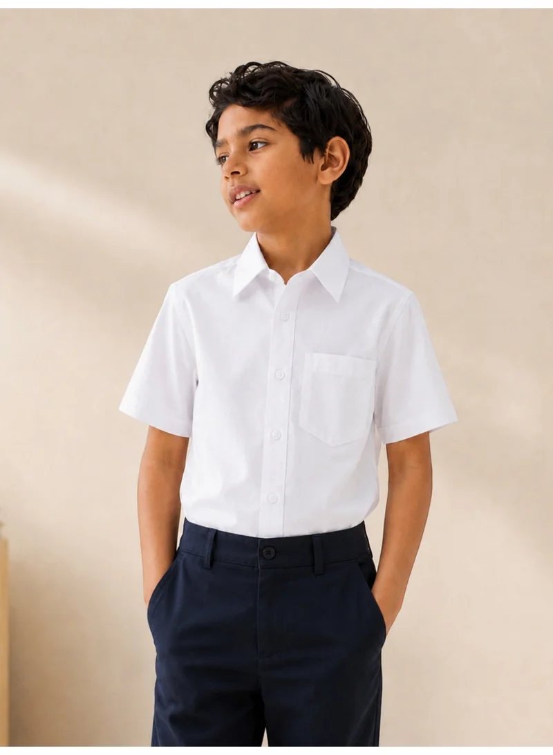 فكتور اند جين White Junior Boys Short Sleeve Collared Shirt