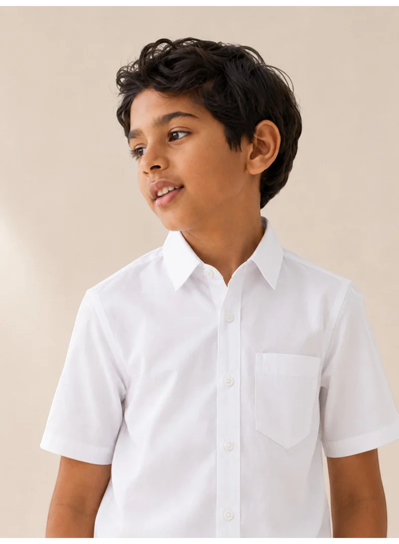 Victor And Jane WHITE White Junior Boys Short Sleeve Collared Shirt for Men | Best Price UAE