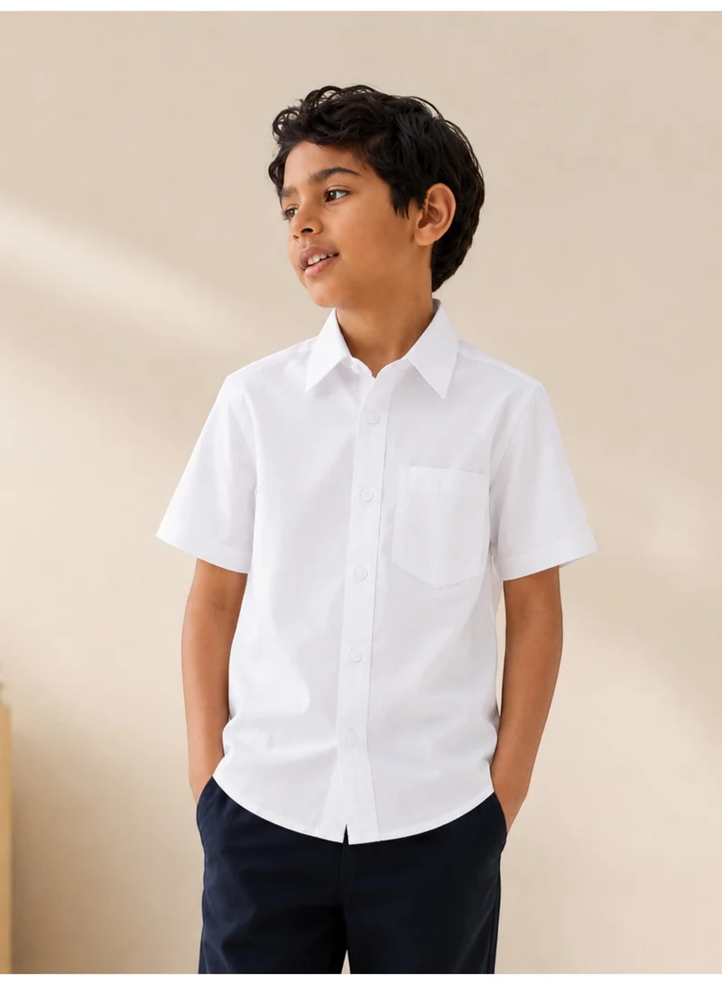 فكتور اند جين White Junior Boys Short Sleeve Collared Shirt