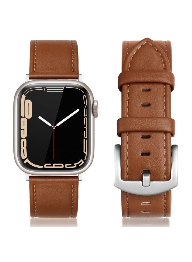 EDIMENS Leather Bands Compatible with Apple Watch 49mm 45mm 42mm 44mm Band Men Women, Vintage Genuine Leather Wristband Replacement Band Compatible for Apple Watch iwatch Series 8 7 6 5 4 3 2 1 SE2 SE - Image 1