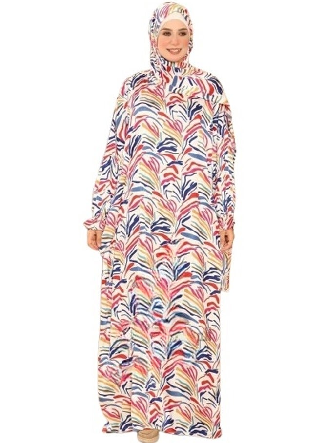 Caesar Prayer and Home Wear Isdal in Armani Satin with Simple Design – Attached Scarf, Free Size - Image 1