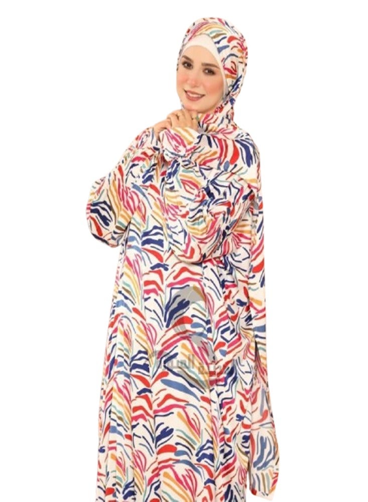 Caesar Prayer and Home Wear Isdal in Armani Satin with Simple Design – Attached Scarf, Free Size - Image 3