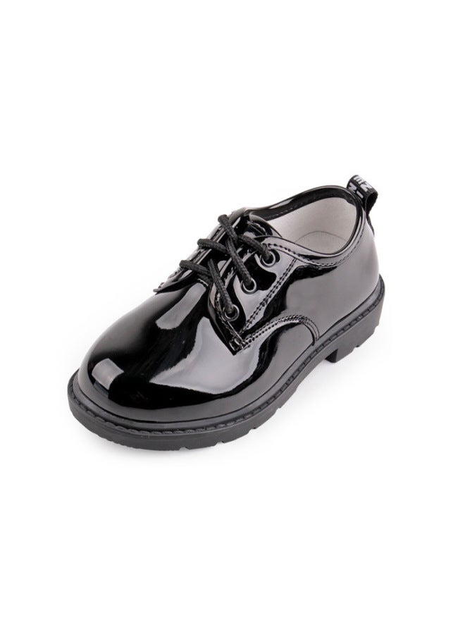 Children's Bright Leather Shoes Baby Host Performance Hollow Lace-up Children's Shoes Fashion Boys Stick Pu Leather Shoes Hair