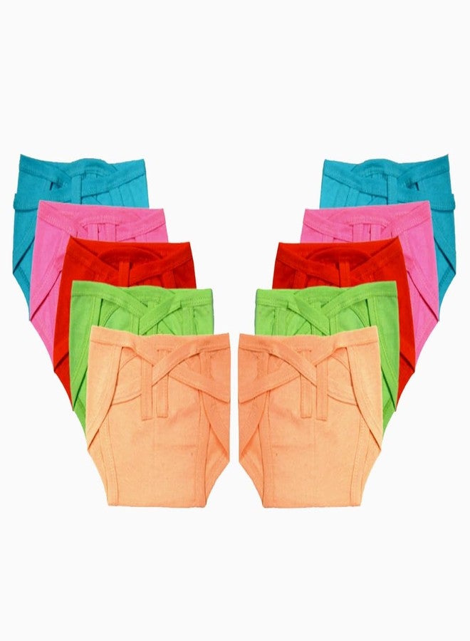DON CARE Washable Reusable Multicolor Hosiery Soft Cotton Langot, Nappy for New Born Baby (0 to 6 Months) (Pack of 10) - Image 1