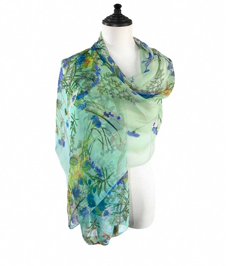 Acotavie Scarfs for Women Lightweight Fashion Scarves Print Floral Pattern Scarf Shawl Wraps (C12) - Image 3