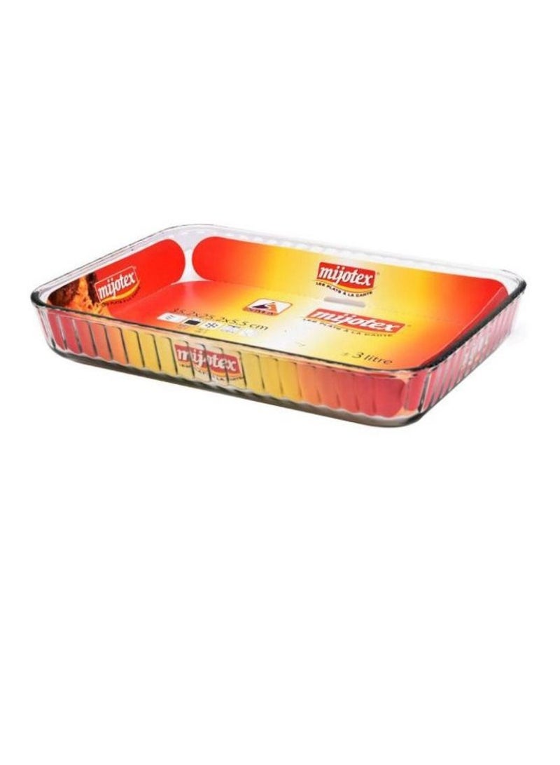 MIJOTEX Oven Glass Pan Clear 3.3L