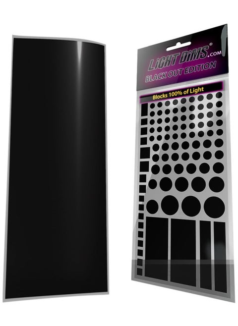 Lightdims Black Out Edition Light Blocking Led Covers 2 Sheets Shapes And Uncut Sheet For Electronics And Appliances Blocks 100 Of Light In Retail Packaging
