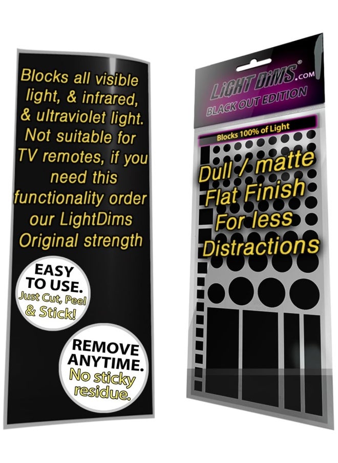 Lightdims Black Out Edition Light Blocking Led Covers 2 Sheets Shapes And Uncut Sheet For Electronics And Appliances Blocks 100 Of Light In Retail Packaging
