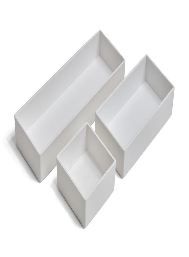 TRU RED Plastic Drawer Organizer Set, 3‑Piece, White - Modular Desk & Drawer Storage for Office Supplies - Image 2