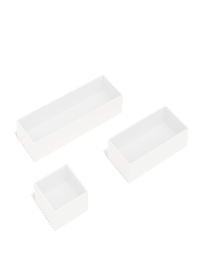 TRU RED Plastic Drawer Organizer Set, 3‑Piece, White - Modular Desk & Drawer Storage for Office Supplies - Image 4