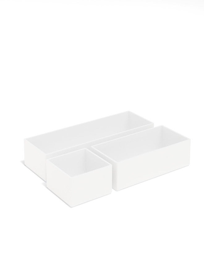 TRU RED Plastic Drawer Organizer Set, 3‑Piece, White - Modular Desk & Drawer Storage for Office Supplies - Image 3