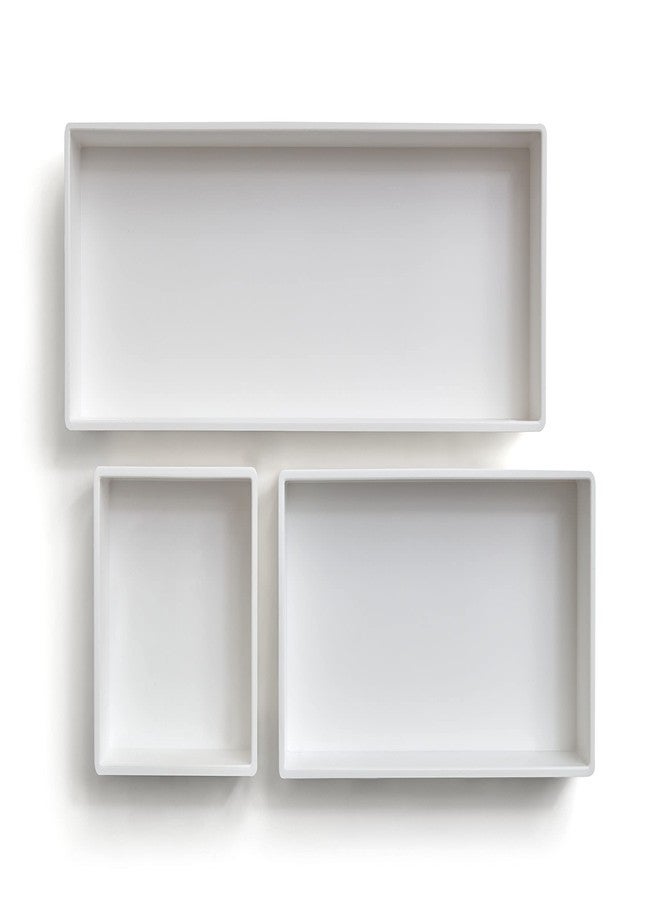 TRU RED Plastic Drawer Organizer Set, 3‑Piece, White - Modular Desk & Drawer Storage for Office Supplies - Image 1