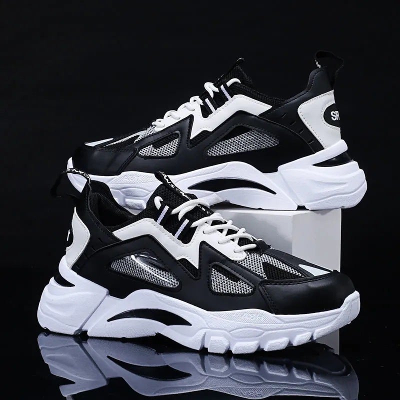 2022 Trendy Korean Mens Breathable Sneakers Black 