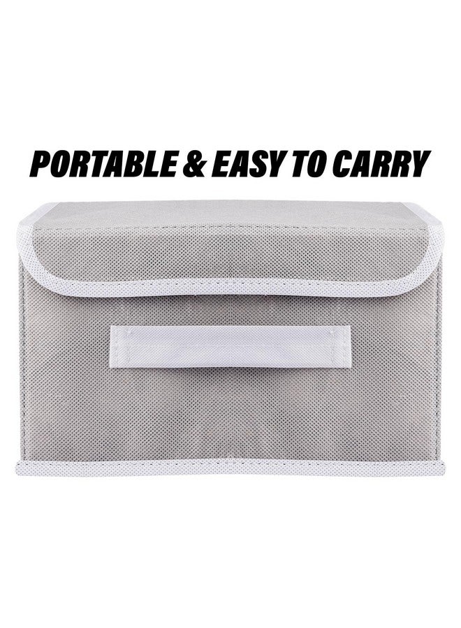 Kuber Industries Drawer Storage Box | Plain Dhakkan Storage Box | Non-Woven Clothes Organizer For Toys | Storage Box with Handle | Medium | Gray - Image 2