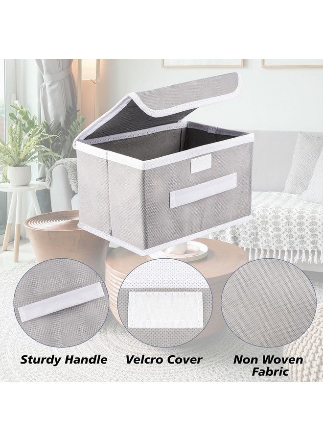Kuber Industries Drawer Storage Box | Plain Dhakkan Storage Box | Non-Woven Clothes Organizer For Toys | Storage Box with Handle | Medium | Gray - Image 5