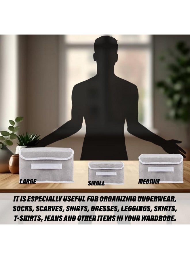 Kuber Industries Drawer Storage Box | Plain Dhakkan Storage Box | Non-Woven Clothes Organizer For Toys | Storage Box with Handle | Medium | Gray - Image 3