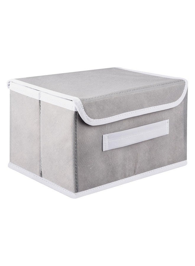 Kuber Industries Drawer Storage Box | Plain Dhakkan Storage Box | Non-Woven Clothes Organizer For Toys | Storage Box with Handle | Medium | Gray - Image 1