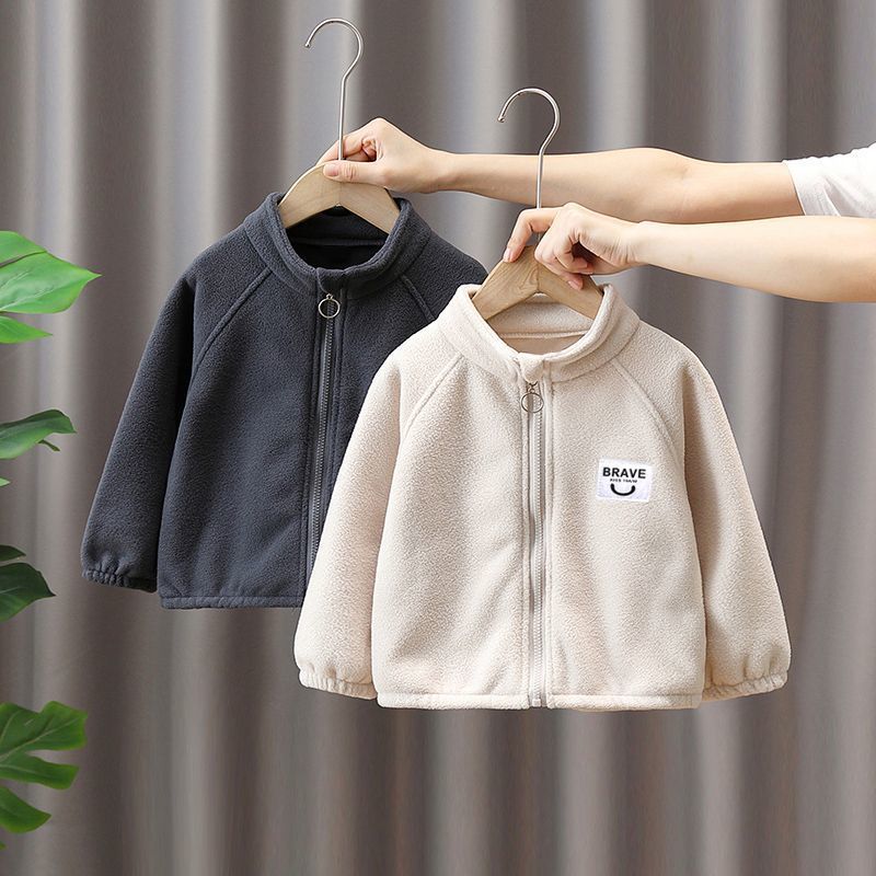 Childrens Warm Jacket Winter fleece-lined Thickened Winter New Western Style Baby Ao Velvet Sweatshirt Boys Jacket Trendy Apricot - Image 3