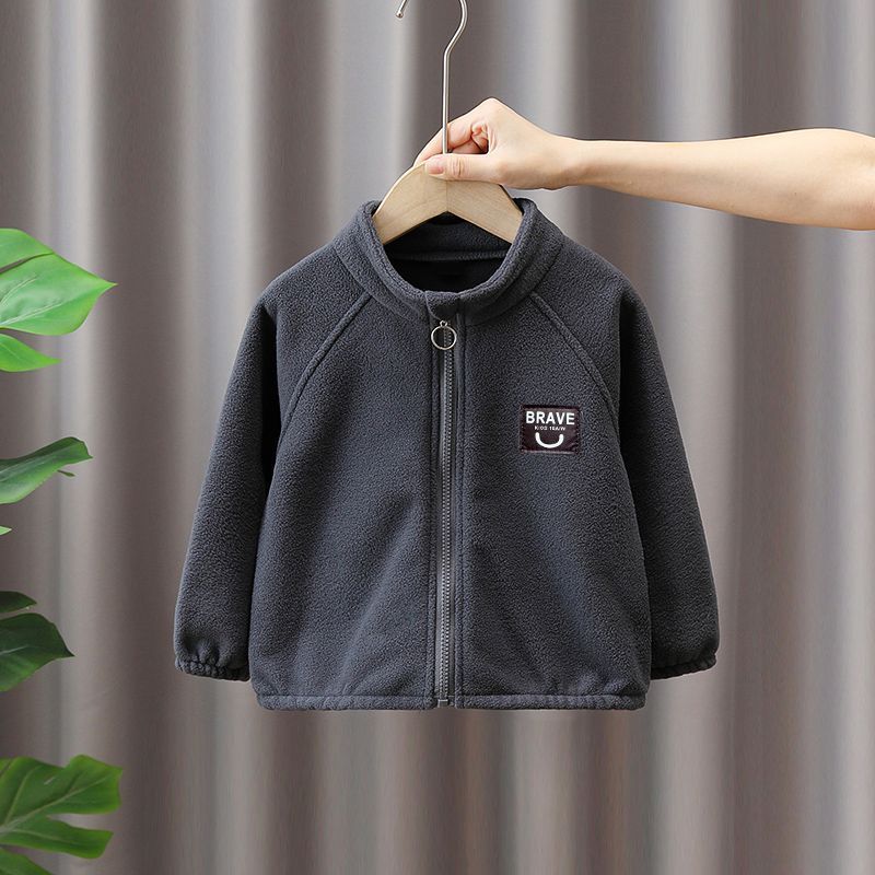 Childrens Warm Jacket Winter fleece-lined Thickened Winter New Western Style Baby Ao Velvet Sweatshirt Boys Jacket Trendy Apricot - Image 2
